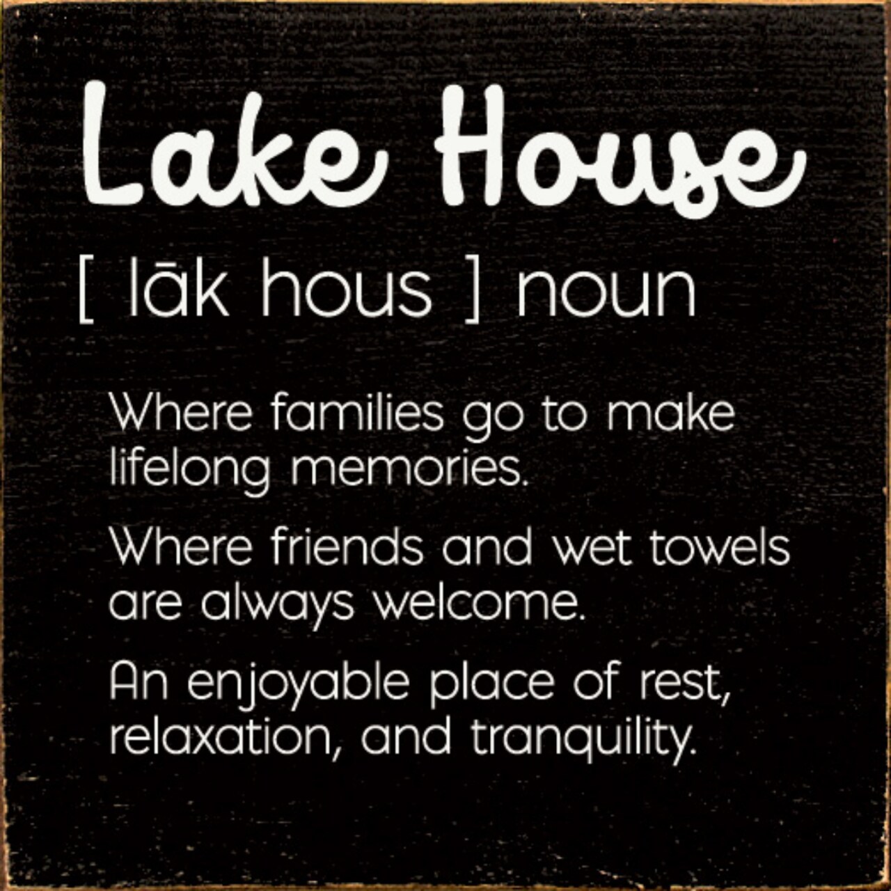Lake House Definition Sign Solid Knotty Pine Rustic Wall or Shelf Decor